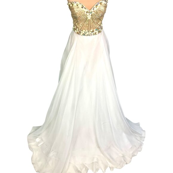 Sherri Hill Embellished Sweetheart Neckline Strapless Gown Size 4 Pageant Prom - Picture 2 of 15